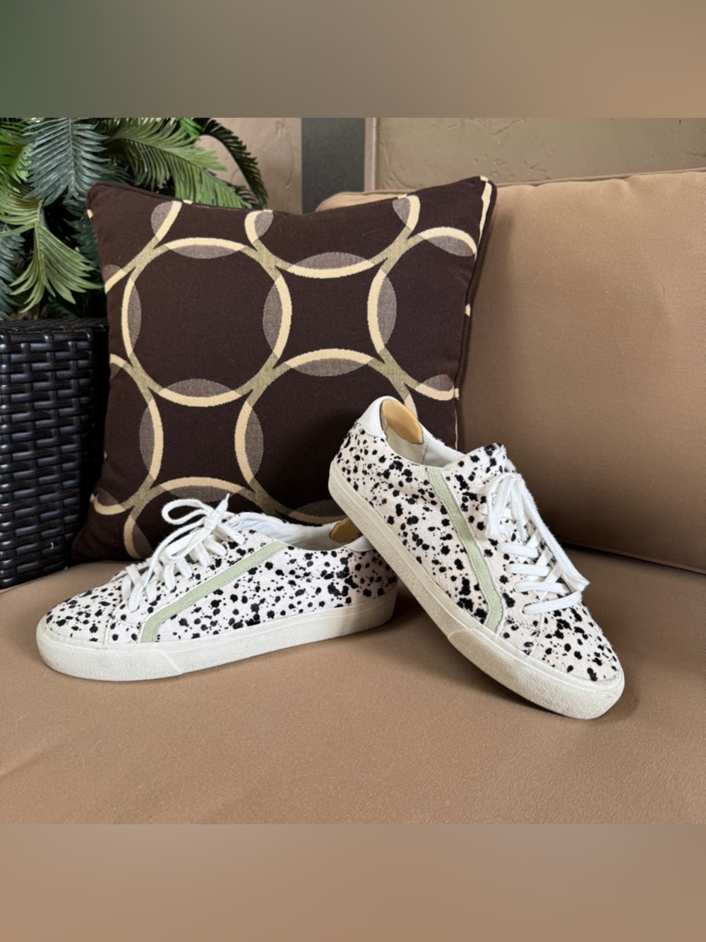 Madewell Sidewalk Low-Top Splatter Spotted Calf Hair Sneaker Size 10